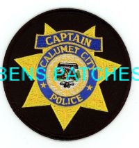 ILLINOIS,CALUMET CITY POLICE HAT PATCH CAPTAIN 1